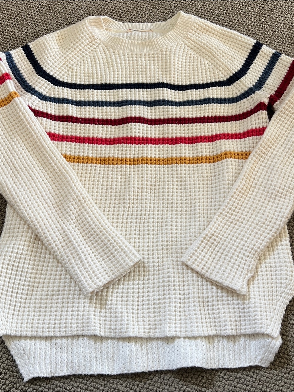 Marine Layer Women’s Cream Waffle-Knit Sweater-size small